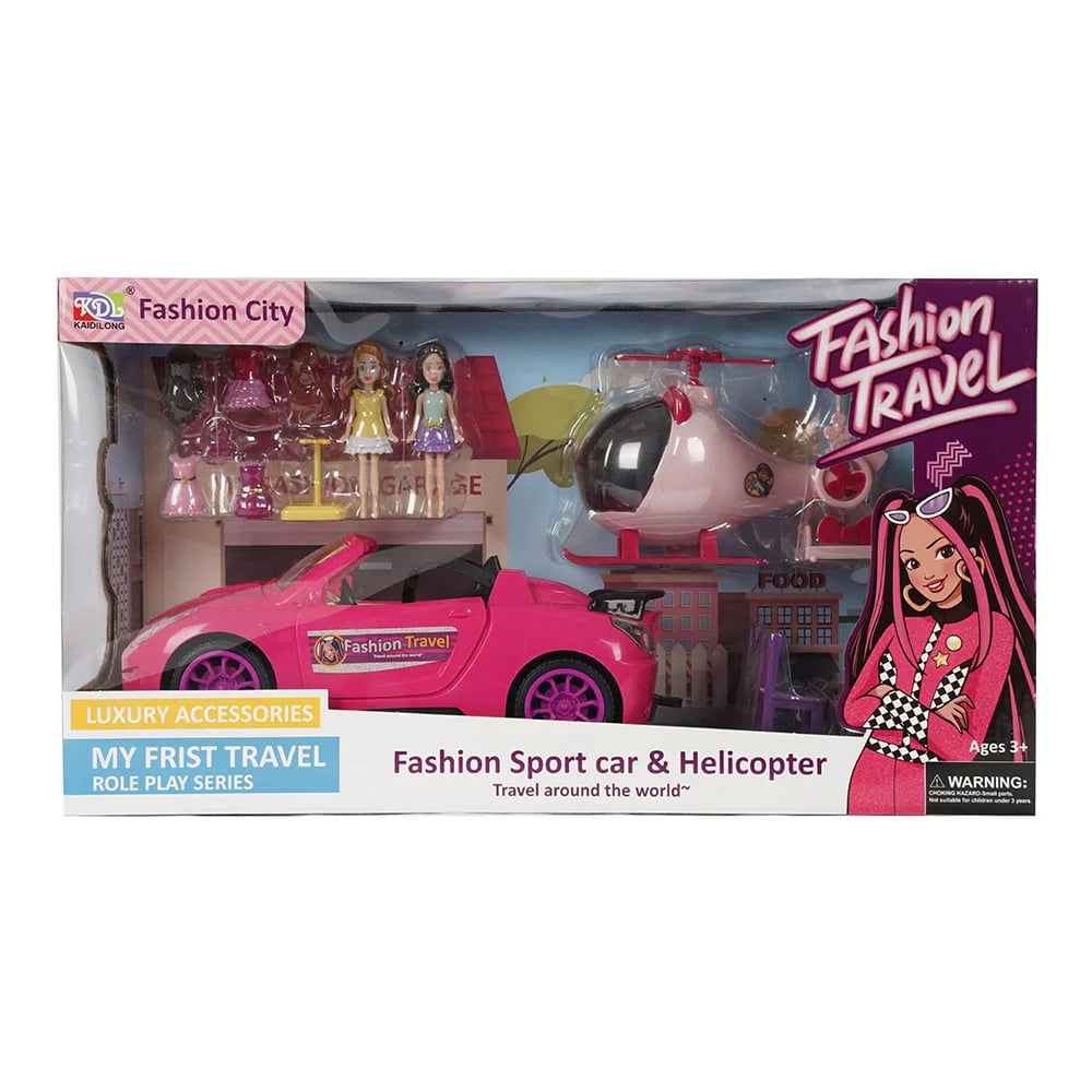 Fashion Sport Car & Helicopter Play Set