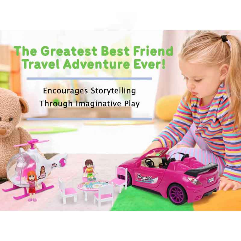 Fashion Sport Car & Helicopter Play Set